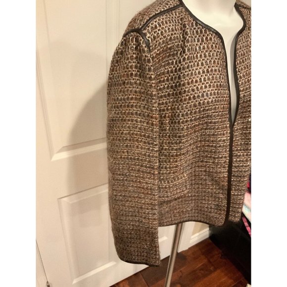 Lafayette 148 New York Bronze Tweed Wool Jacket, Size L, NWT! $798 - Picture 5 of 9